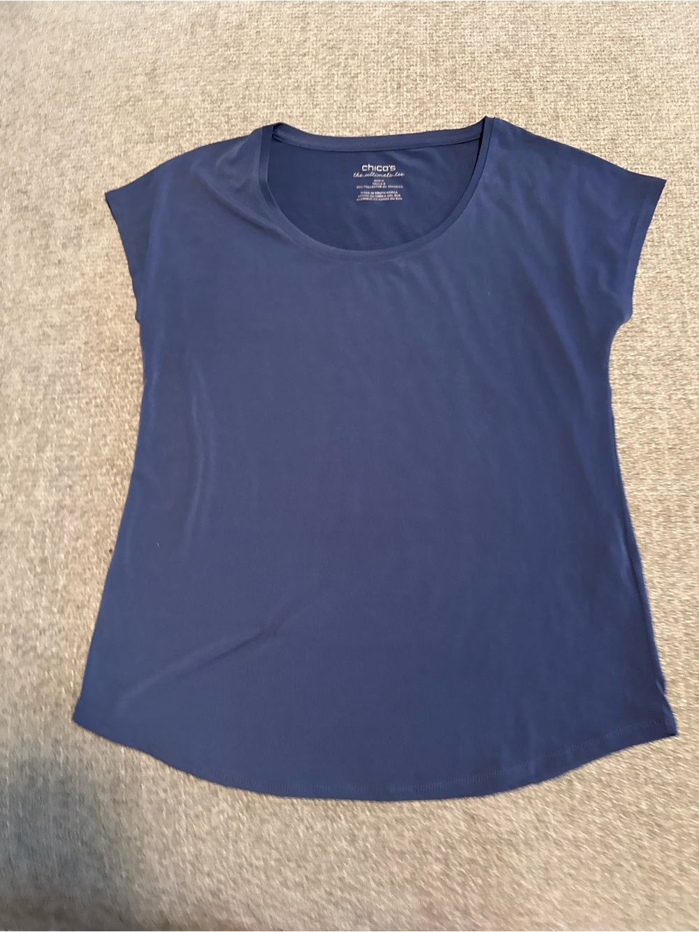 Chico’s The Ultimate Tee Navy Stretch Cap Sleeve Top Size 0